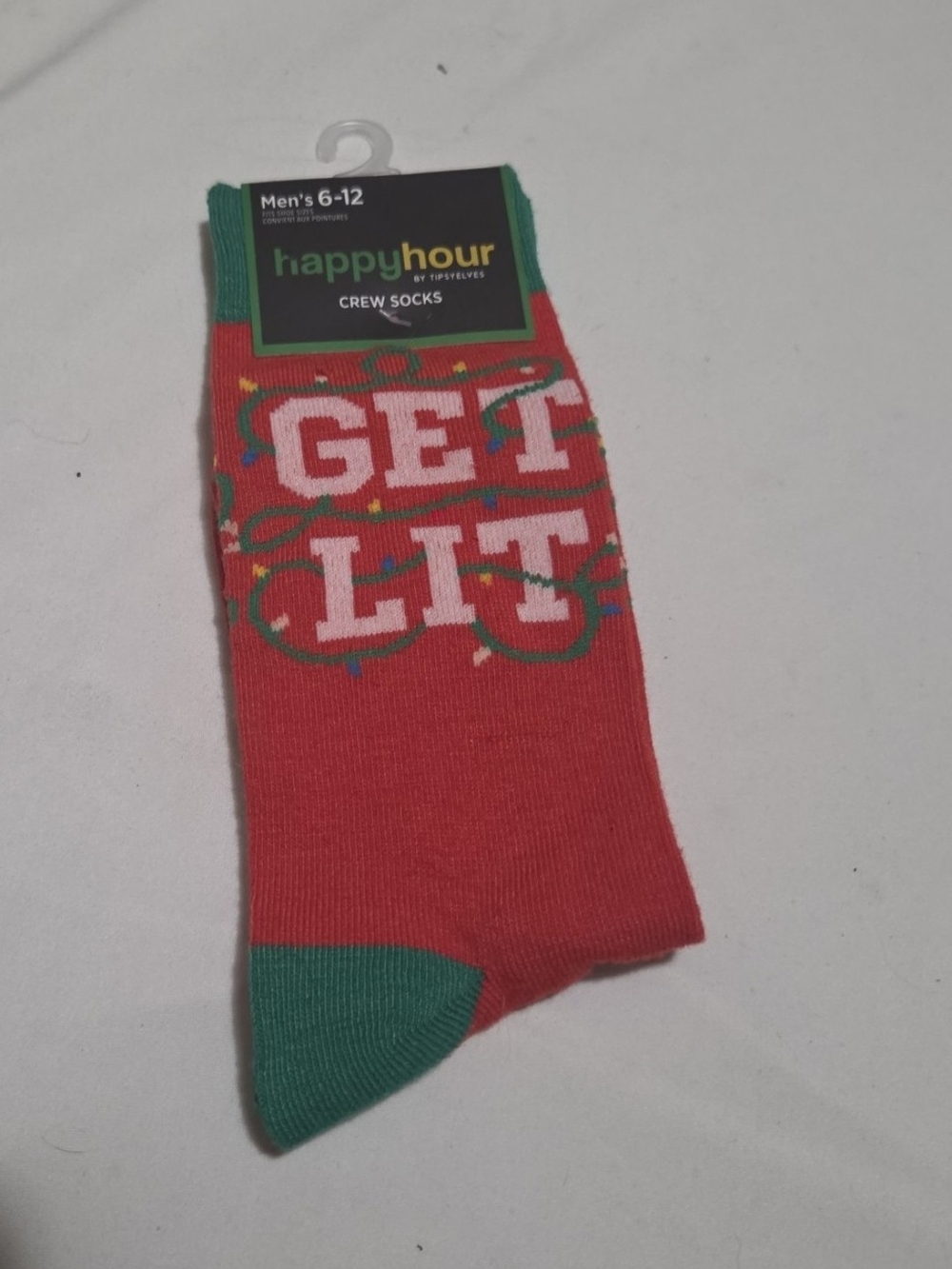 New happy hour mens 6-12 get lit christmas socks #29
